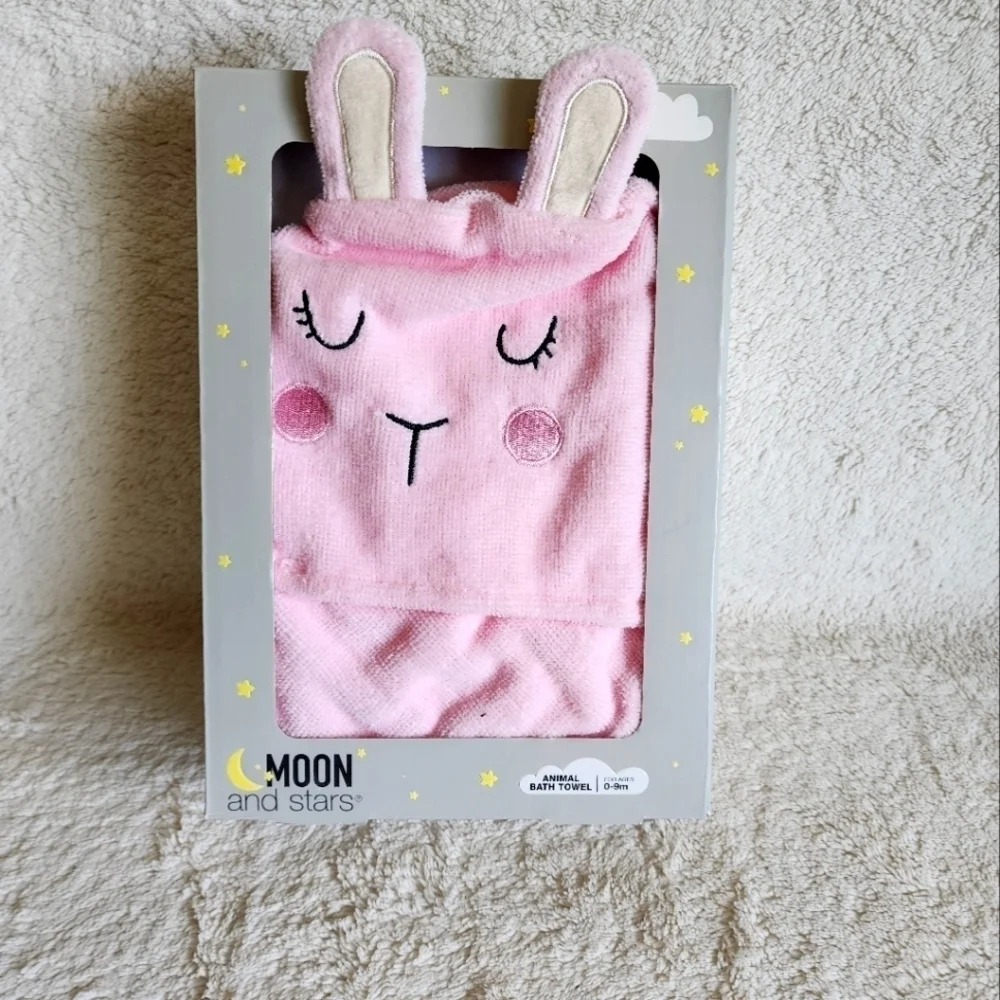 New baby boy / girl newborn 0-9 months animal bath towel Pink bunny